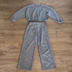 Amazon ODODOS Women’s Soft Modal Cropped Sweatshirt and Wide Leg Pant Set